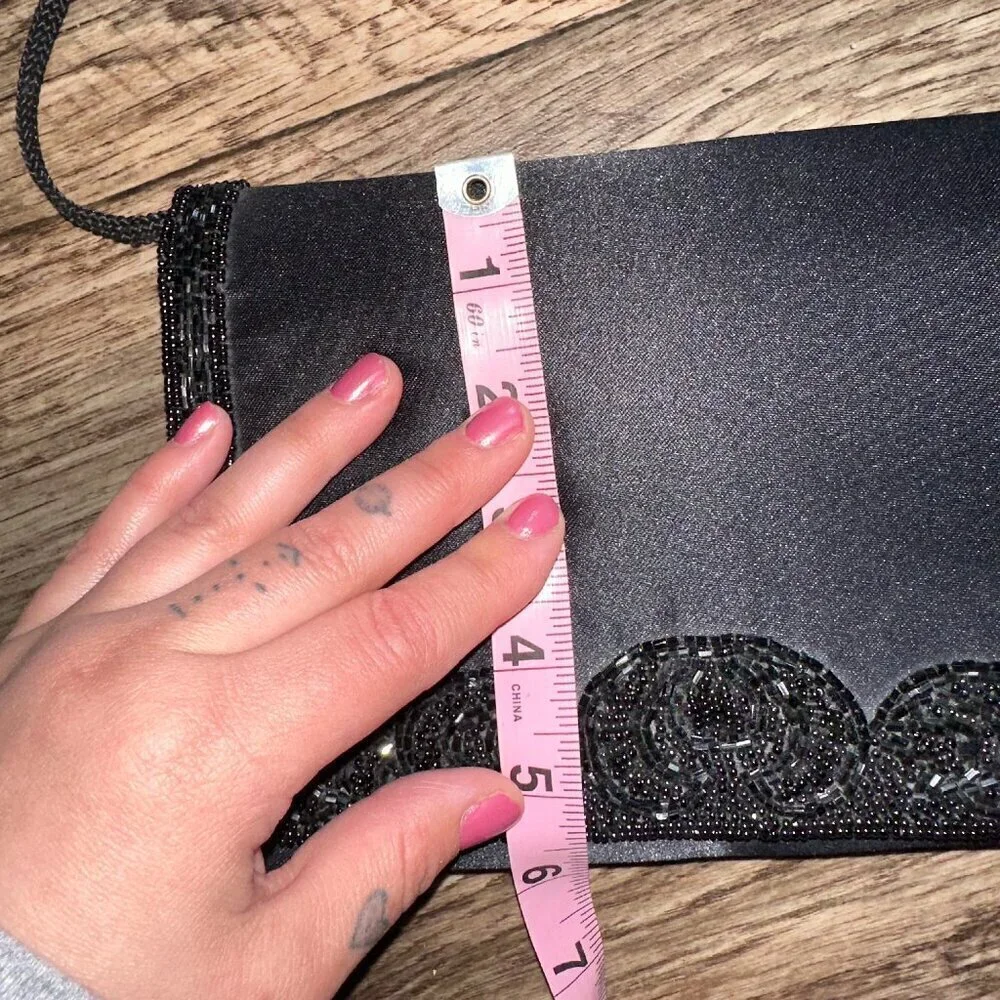 Black Silk Sequin Small Crossbody Bag